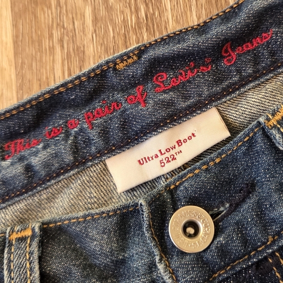 Levi's Ultra Low Rise 522 Bootcut Flare Denim Blue Jeans VTG Wide Leg Y2K HTF - Picture 3 of 16